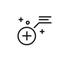 Symbol mit einem Pluszeichen in einem Kreis, ergänzt durch kleine grafische Elemente, das typischerweise für positive Effekte oder Mehrwert steht.