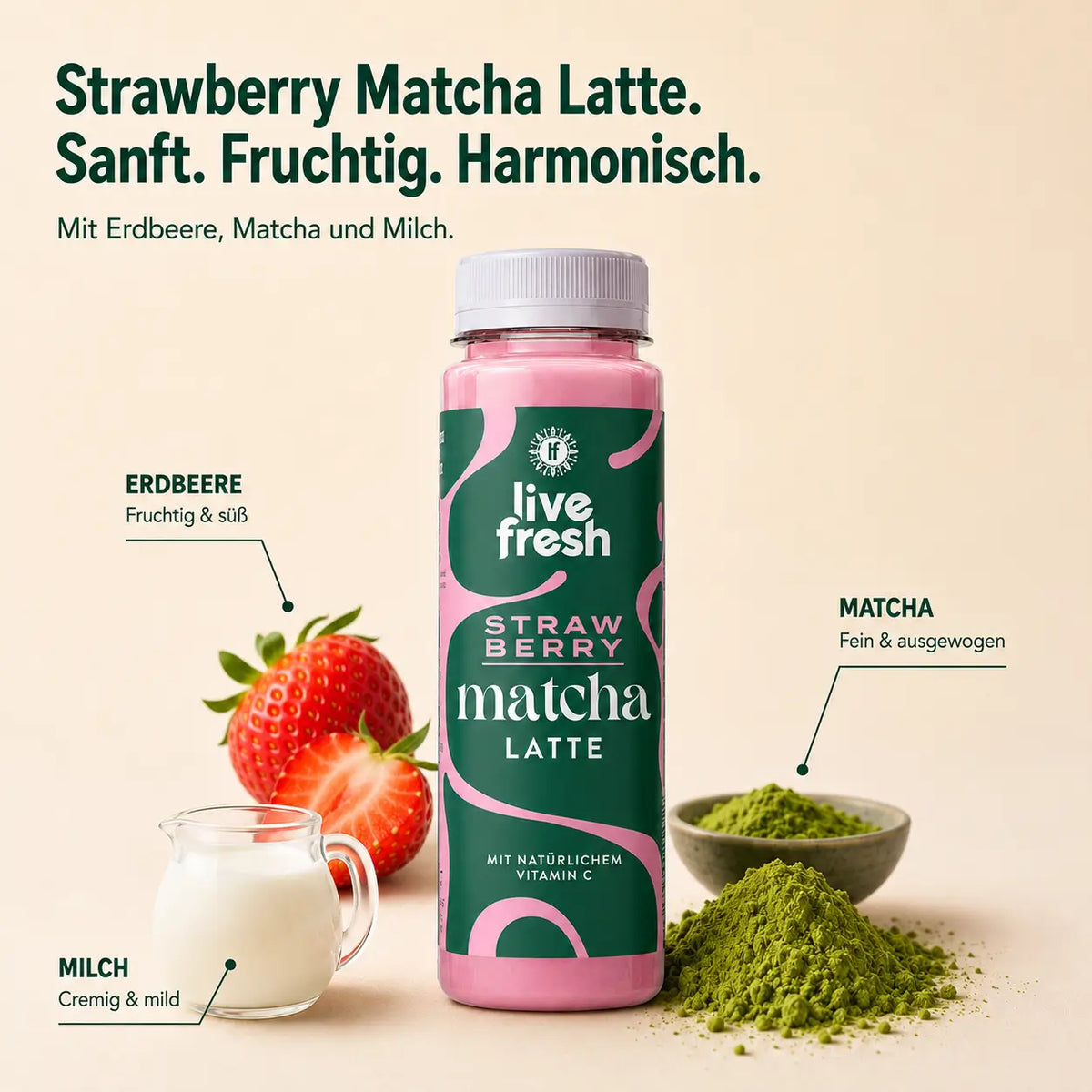 Matcha aardbei latte