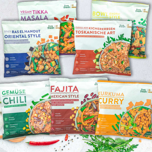 Tasting package - 7 vegan ready meals - Lower Carb High Protein